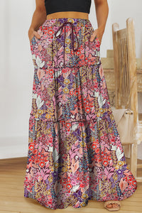 Hanging Out With Friends Tiered Floral Maxi Skirt - Periibleu