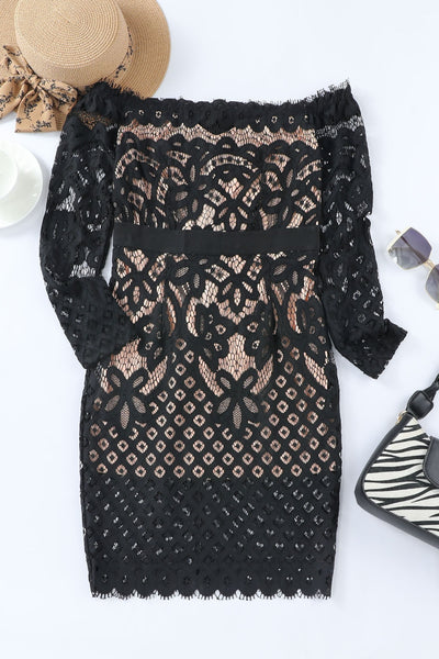 Off-Shoulder Fitted Lace Dress