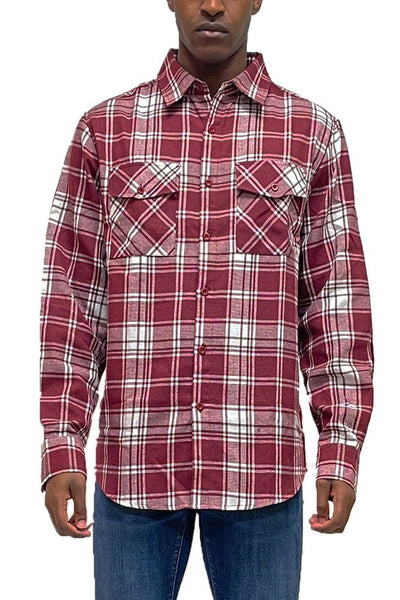 Chest Pocket Flannel Long Sleeve Shirt