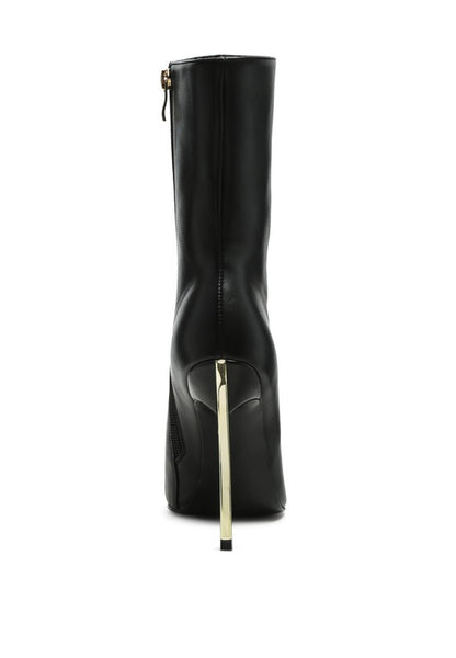 Metal Heel Ankle Stiletto Boot