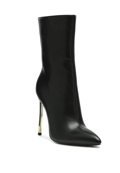 Metal Heel Ankle Stiletto Boot