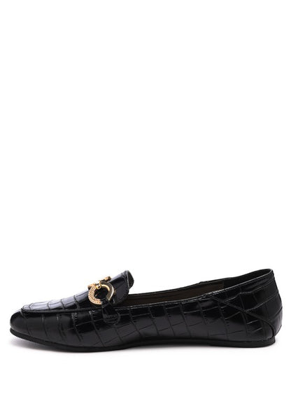 Textured Buckle Loafers
