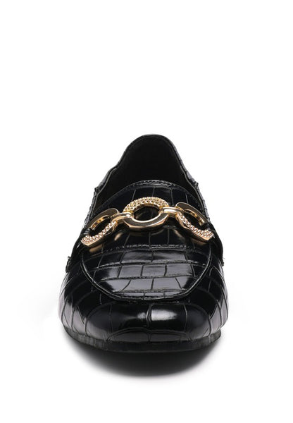Textured Buckle Loafers