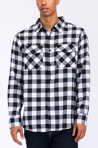 Casual Checker Plaid Flannel Long Sleeve