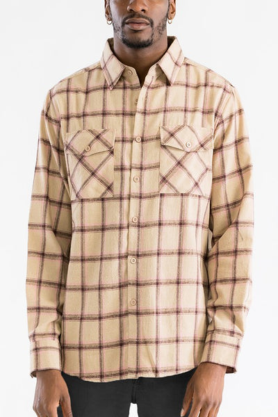Chest Pocket Flannel Long Sleeve Shirt