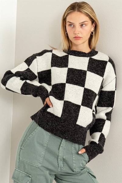 Large Checkered Crewneck Sweater