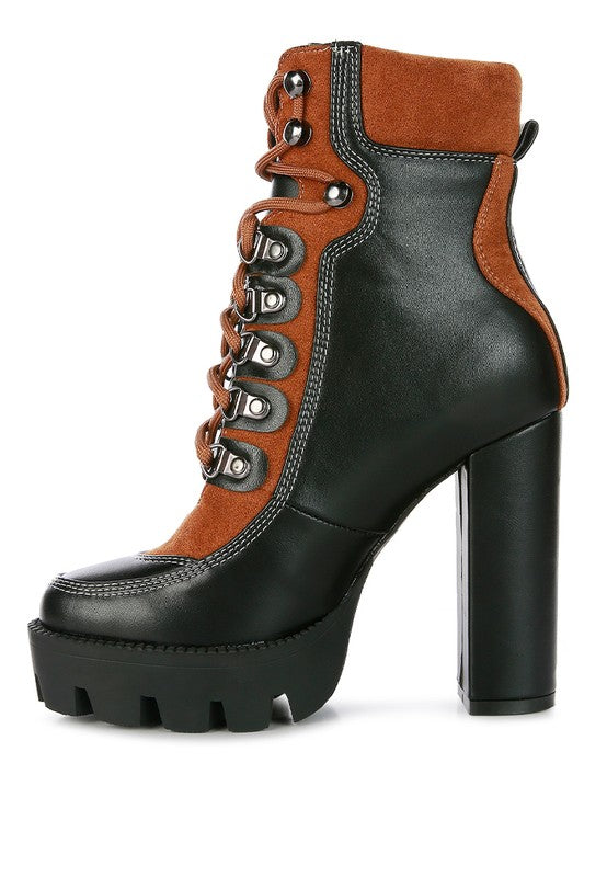 Eyelet Lace-Up Block Heel Boots