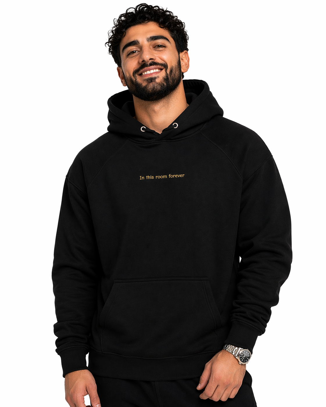 Cia René "In This Room Forever" Unisex Raglan Hoodie – Black & Gold - Periibleu