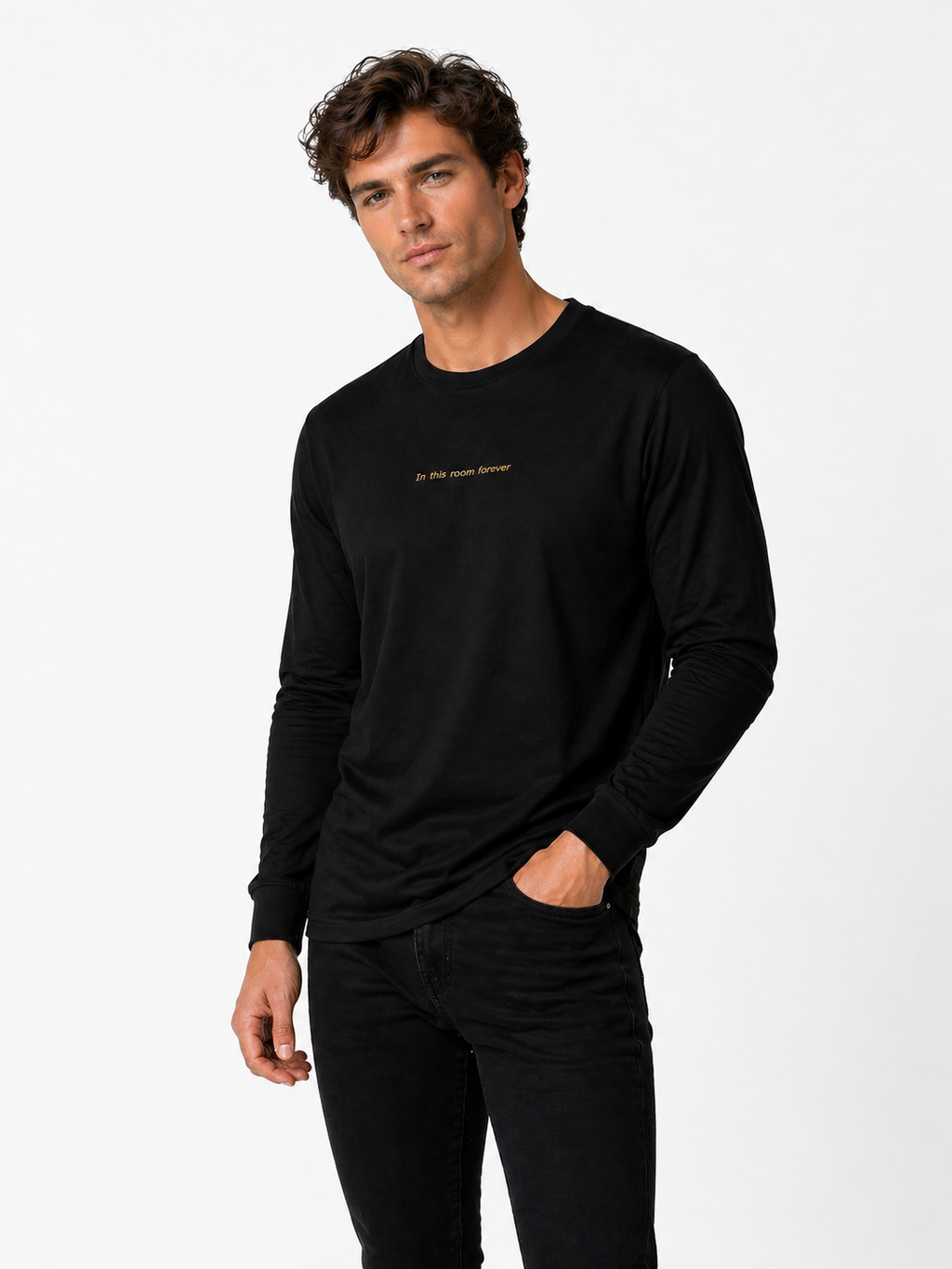 In This Room Forever - Cia René Lyric Unisex Long Sleeve Tee – Black & Gold - Periibleu