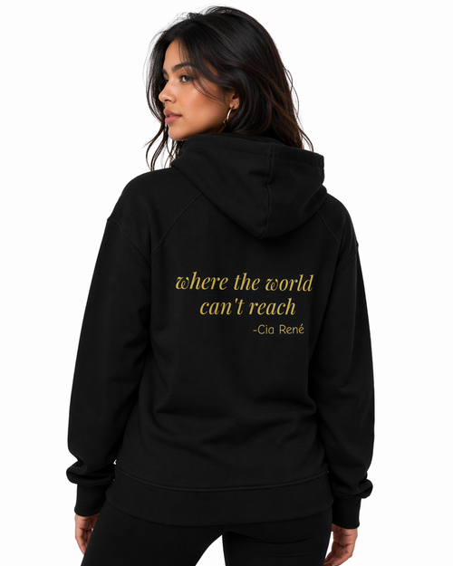 Cia René "In This Room Forever" Unisex Raglan Hoodie – Black & Gold - Periibleu
