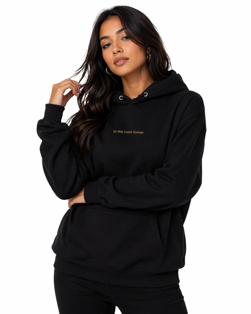 Cia René "In This Room Forever" Unisex Raglan Hoodie – Black & Gold - Periibleu