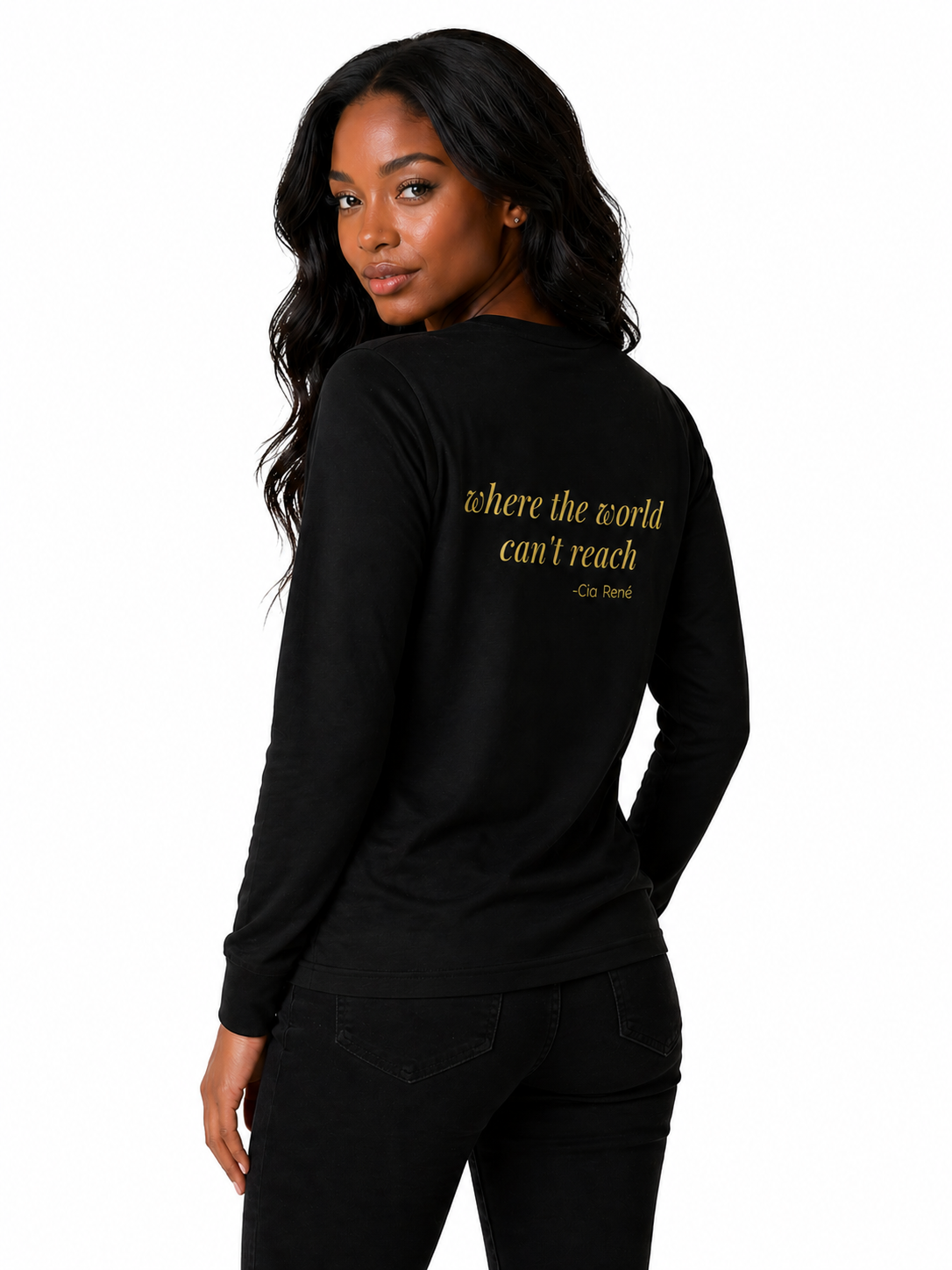 In This Room Forever - Cia René Lyric Unisex Long Sleeve Tee – Black & Gold - Periibleu