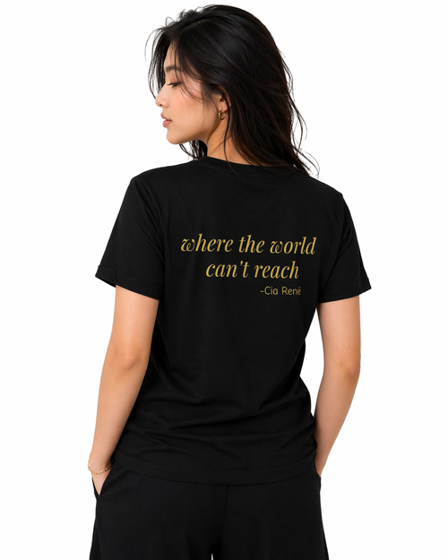 In This Room Forever – Cia René Lyric Tee (Women – Black & Gold) - Periibleu