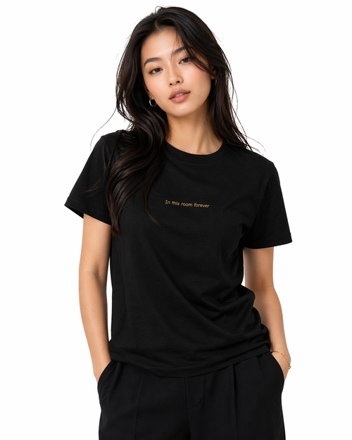 In This Room Forever – Cia René Lyric Tee (Women – Black & Gold) - Periibleu