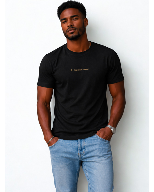 In This Room Forever – Cia René Lyric Tee (Men – Black & Gold) - Periibleu