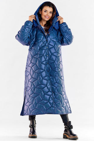 Diamond Quilted Hooded Coat