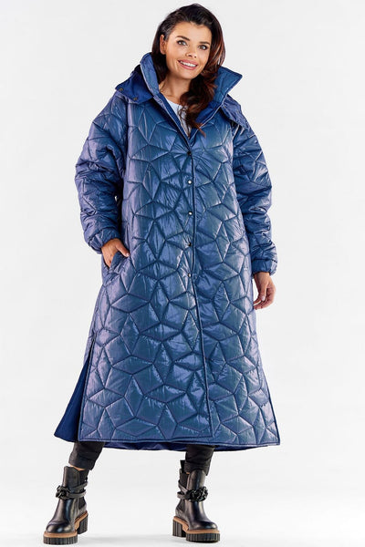 Diamond Quilted Hooded Coat