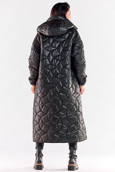 Diamond Quilted Hooded Coat