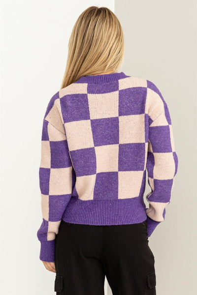 Large Checkered Crewneck Sweater