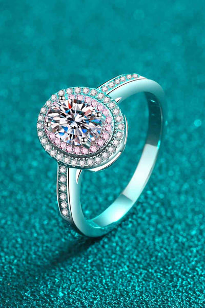 Pink Halo Moissanite Ring