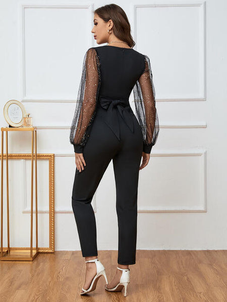 Time To Shine Sheer Sleeve Jumpsuit