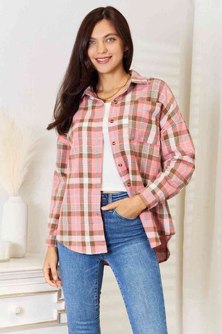 Pocketed Plaid Button-Up Shirt