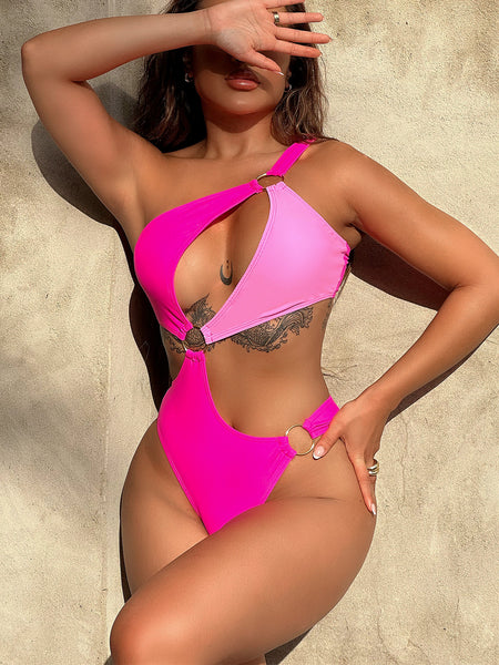 The Reveal One-Shoulder Cutout Ring Detail One-Piece Swimsuit