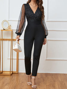 Time To Shine Sheer Sleeve Jumpsuit