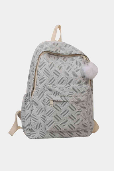 Printed Puff Ball Tassel Backpack