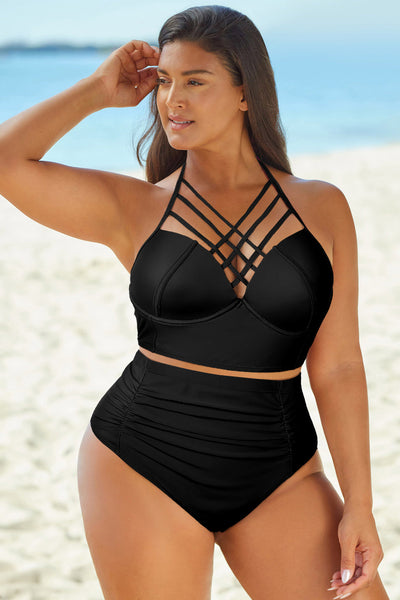 Crisscross Ruched Two-Piece Swimsuit