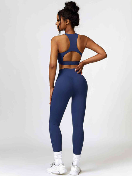 Cutout Two Piece Crop Top And Leggings Activewear Set