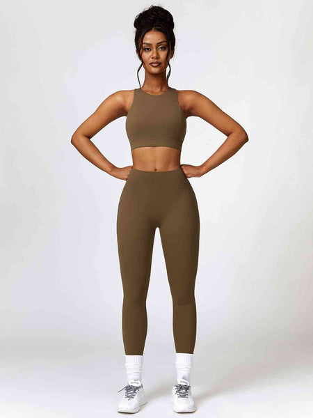 Cutout Two Piece Crop Top And Leggings Activewear Set