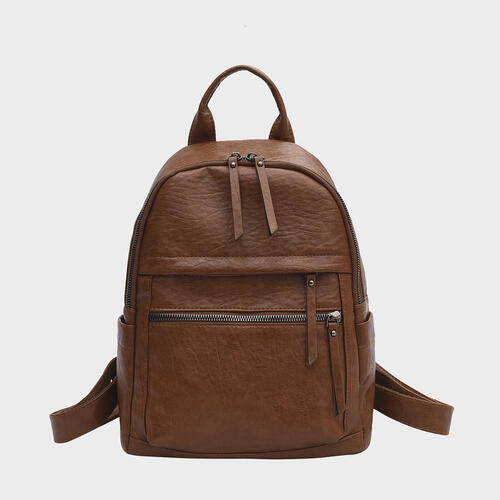 Textured Faux Leather Backpack