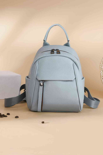Faux Leather Flap Accent Small Backpack