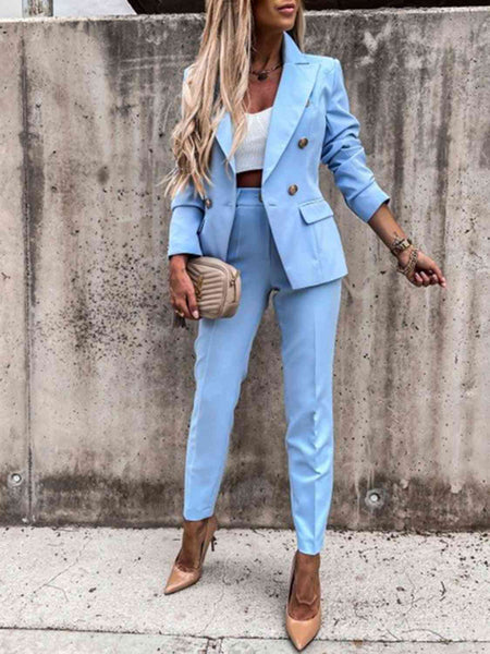 Double Breasted Blazer and Pants Set