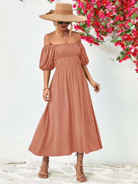 Making Time Balloon Sleeve Midi Dress - Periibleu