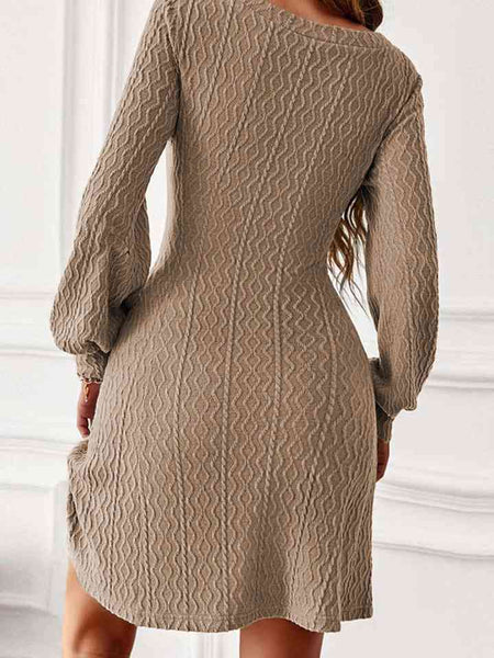 A-Line Knit Long Sleeve Dress