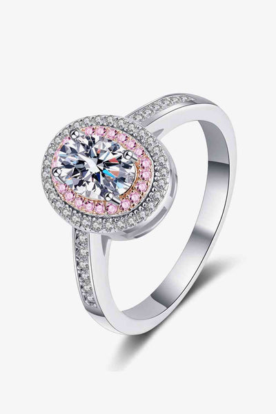 Pink Halo Moissanite Ring