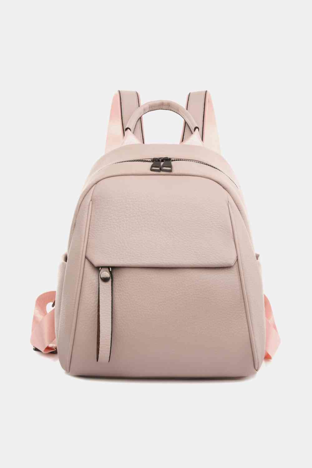 Faux Leather Flap Accent Large Backpack