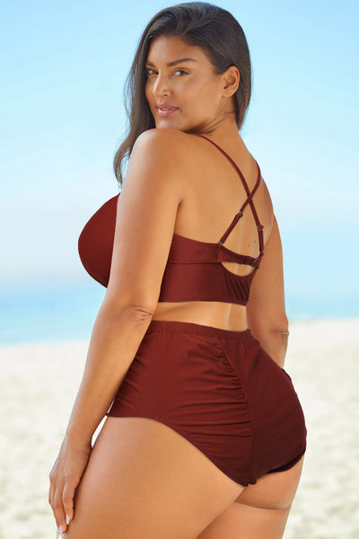 Crisscross Ruched Two-Piece Swimsuit