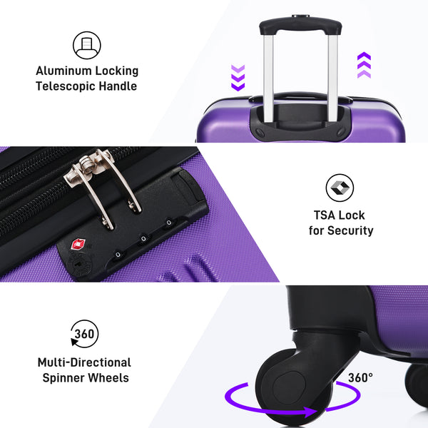 2 Piece Expandable Purple Luggage Set