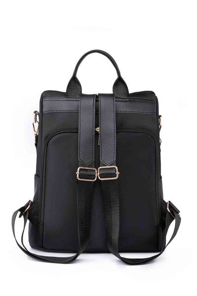 Beaded Pocket Vertical Zipper Backpack
