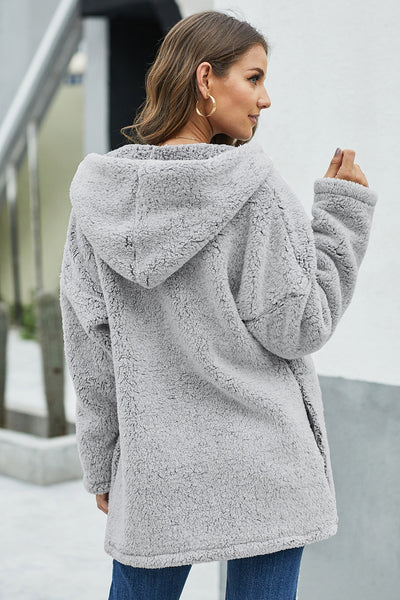 Hooded Relaxed Fit Teddy Jacket