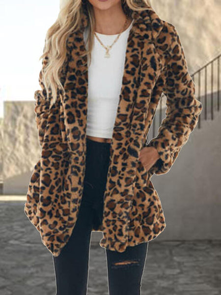 Leopard Print Collared Coat