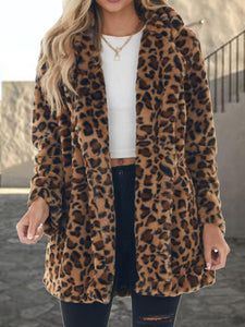 Leopard Print Collared Coat