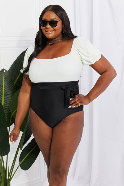 Air Puff Sleeve One-Piece Swimsuit