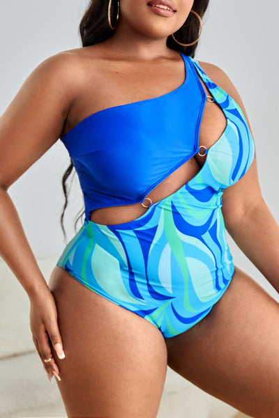 Radiate Positivity Ring Detail One-Shoulder One-Piece Swimsuit
