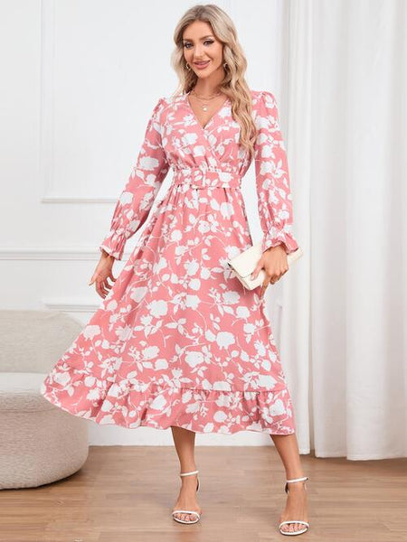 50's Housewife Floral Ruffle Hem Dress