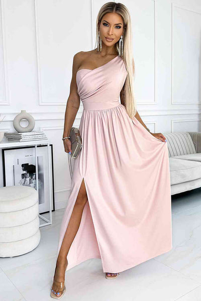 Princess One-Shoulder Slit Evening Dress