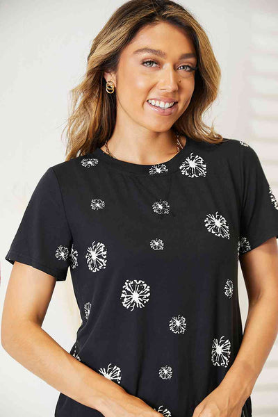 Dandelion Print Round Neck Top